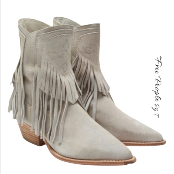 Free People Suede Leather Fringe Western Boots New Sz 7